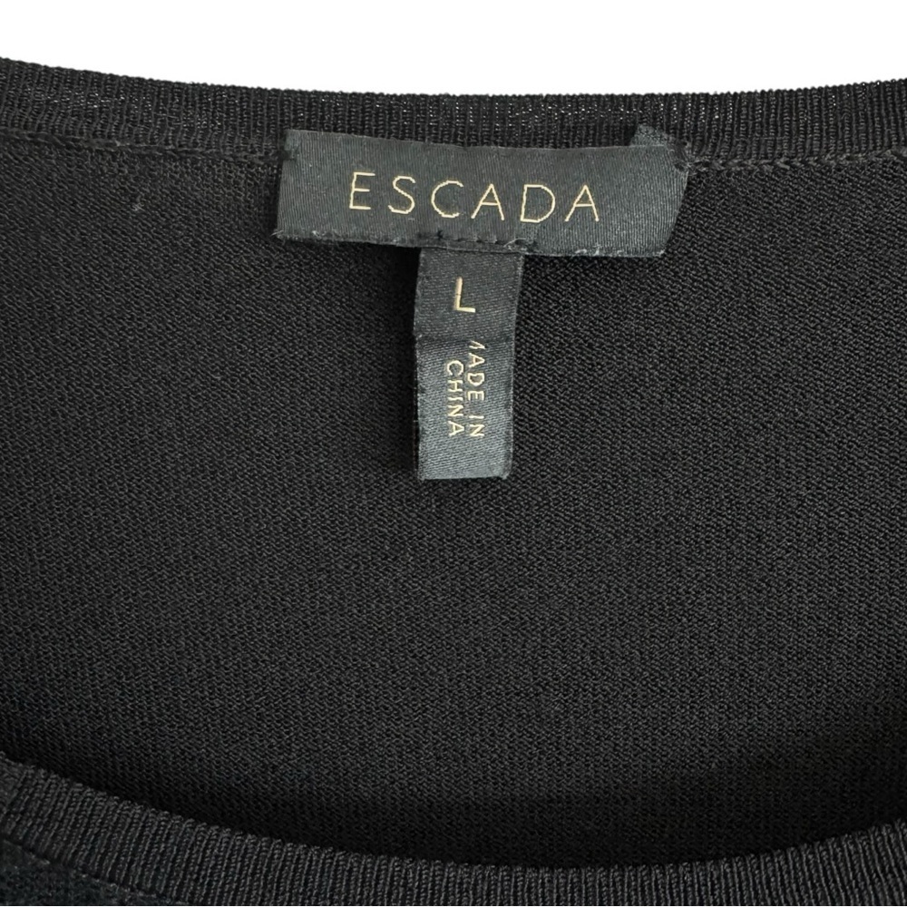 ESCADA Black Knit Sweater | Long Sleeve Cotton Blend Pullover Top | Large - Picture 3 of 6